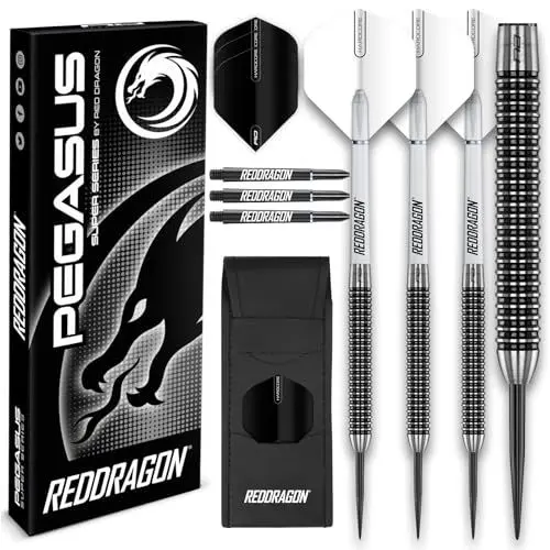 Produktbild: RED DRAGON Pegasus 25 Gramm-Professionelles Tungsten-Steeltip-Dart-Set mit Flights, Schäften (Shafts) und Brieftasche
