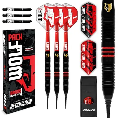 Produktbild: RED DRAGON Wolf Pack Messing dartpfeile mit kunststoffspitze 18g Fass 20g volles Gewicht - Dart Flights und Darts Shafts (Stiele)