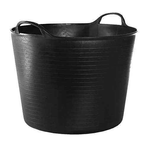 Produktbild: RED HOG Gartenkorb Kunststoff 42L Flexi Bag Wäschekorb Rund Behälter für Haus, Garten, Gebäude, Superstark, Mehrzweck, Verstärkungsrippen, Rissbeständig, Griffe Haltbarkeit: 120 kg, Schwarz