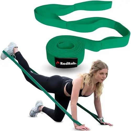 Produktbild: RED RAB Fitnessbänder Stoff - Gymnastikband mit Schlaufen - 245 cm lang - Resistance Bands & Widerstandsbänder Krafttraining - Fitnessband, Resistance Band, Widerstandsband Fitness, Gummiband Sport