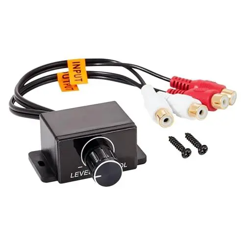 Produktbild: RED WOLF Cinch Lautstärkeregler Auto Volume Control Knob Bass RCA Gain Level Controller Universal Kompatibel mit VW Opel Citroen Peugeot FIAT Mercedes Kfz Verstärker Audio Pegelregler