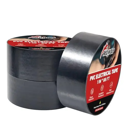 Produktbild: RED WOLF Elektro Isolierband Klebeband Schwarz für Auto Reparatur Isolierung Abdichtung Elektriker Kabel Isolierband Wasserdicht Selbstklebend 25mmx20m (3 Stück)