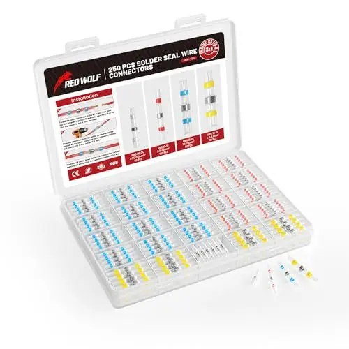 Produktbild: RED WOLF Lötverbinder Schrumpfverbinder 250 Stück Schrumpfschweißen Stoßverbinder Für Automotive Marine Home Wasserdicht Geschweißte Connector Kit Solder Seal Wire Connectors