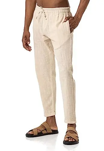 Produktbild: Red Bridge Herren Hose Leinenhose Freizeithose Knöchelhose Beige XL