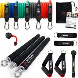 Produktbild: Red Rab FREEPUMP Fitness Stange Set - Widerstandsbänder Stange Krafttraining & Pilates - Fitnessbänder mit Stange als Home Gym Equipment - Resistance Bands & Bar - Smart Workout Bar Training Zuhause