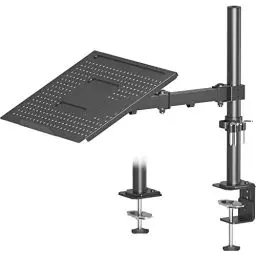 Produktbild: Redbat Monitorarm mit belüfteter Laptopablage, voll einstellbar für 13 bis 32 Zoll LCD LED Bildschirm & bis zu 16 Zoll Notebook, 2 Befestigungsmöglichkeiten, Neigen, Schwenken & Drehen