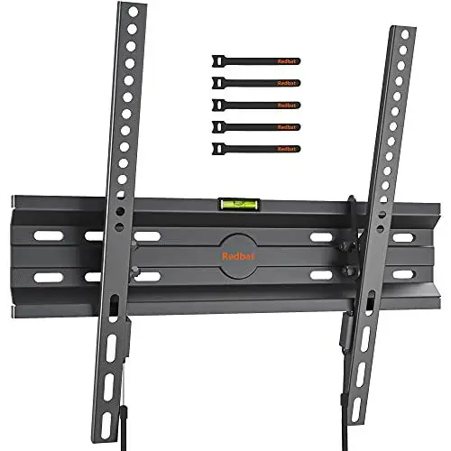 Produktbild: Redbat Ultra Schlanke TV Wandhalterung für 23-55 Zoll LCD LED Flach Plasma Fernseher, Niedrigprofile Neigbare TV Halterung bis zu 45kg, Max VESA 400x400mm, beinhaltet Kabelbindern