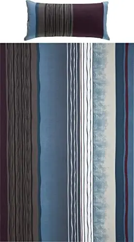 Produktbild: REDBEST Bettwäsche, Bettgarnitur Single-Jersey blau-anthrazit Größe 80x80 cm / 135x200 cm - Wendekissenbezug, temperaturausgleichend, bügelfrei, mit Reißverschluss