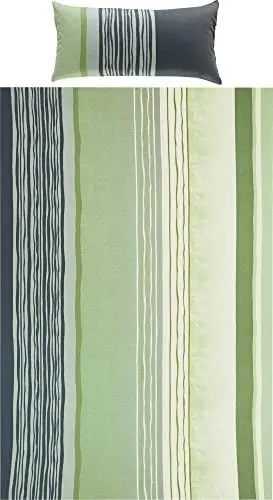 Produktbild: REDBEST Bettwäsche, Bettgarnitur Single-Jersey grün-grau Größe 80x80 cm / 135x200 cm - Wendekissenbezug, temperaturausgleichend, bügelfrei, mit Reißverschluss