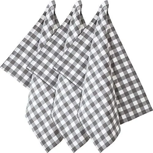 Produktbild: REDBEST Geschirrtuch, Küchentücher, Trockentuch karo grau 3er-Pack, 100% Baumwolle - mit Aufhängung, strapazierstark und saugstark - Größe 50x70 cm