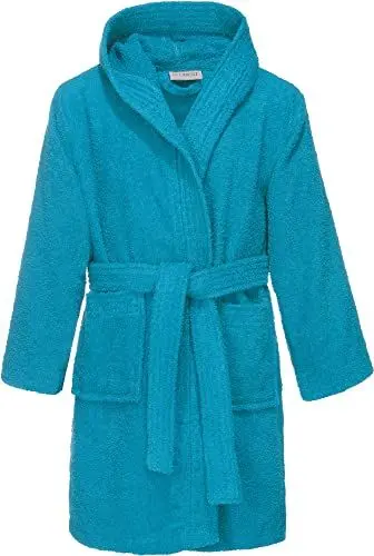 Produktbild: REDBEST Kinder-Kapuzen-Bademantel 100% Baumwolle Frottier, Serie Chicago - saugstark, strapazierfähig, mit Taschen und Bindegürtel