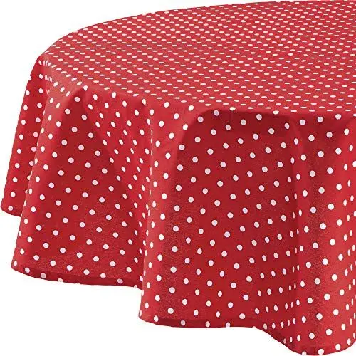 Produktbild: REDBEST Tischdecke, Tischwäsche Punkte Orlando, 100% Baumwolle rot Größe rund: 160 cm Ø - Robustes, glattes Gewebe