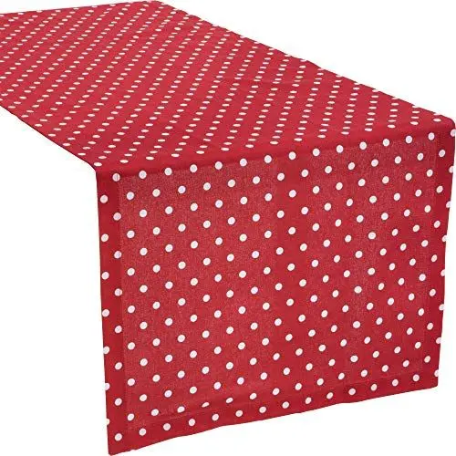 Produktbild: REDBEST Tischläufer, Tischdecke Punkte Orlando, 100% Baumwolle rot Größe 40x170 cm - Robustes, glattes Gewebe, mit Kuvertsaum (weitere Farben, Größen)