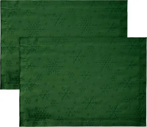 Produktbild: REDBEST Tischset Snowflake 2er-Pack bügelleicht dunkelgrün Größe 35x50 cm