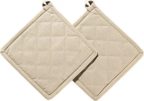 Produktbild: REDBEST Topflappen 2er-Pack Seattle, 100% Baumwolle beige Größe 20x20 cm - innen hitzebeständige Wattierung, außen feines, glattes Gewebe, mit Schlaufe (weitere Farben)