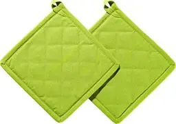 Produktbild: REDBEST Topflappen 2er-Pack Seattle, 100% Baumwolle apfelgrün Größe 20x20 cm - innen hitzebeständige Wattierung, außen feines, glattes Gewebe, mit Schlaufe (weitere Farben)