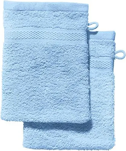 Produktbild: REDBEST Waschhandschuh 2er-Pack Chicago hellblau Größe 15x21 cm - saugstark, strapazierfähig, ideal für Reisen, Sport (weitere Farben)