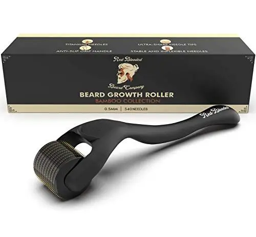 Produktbild: Red-Blooded Bartroller | 540 0,5MM Titan-Nadeln | Derma-Roller für Männer | Mattschwarzer Bart Roller | Stimuliert Bart- und Haarwachstum | Bartwuchs Mikronadel-Roller
