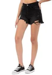 Produktbild: Redbridge Jeans Shorts Denim Kurze Hose Distressed Look Schwarz W32
