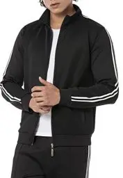 Produktbild: Redbridge Premium Trainingsjacke mit Reißverschluss Sportliche Jacke mit Streifen für Freizeit und Fitness Schwarz S