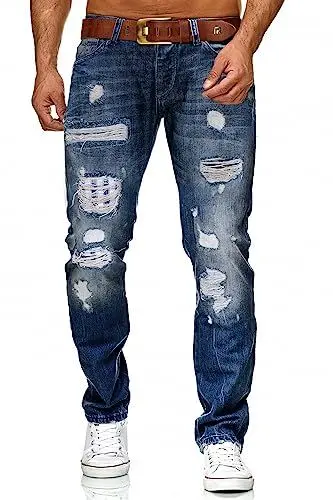 Produktbild: Redbridge by Cipo & Baxx RB-162 Jeans Distressed Style Helle Waschung Herren Hose W31 L32 Dunkelblau