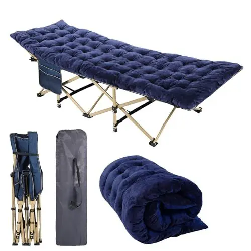 Produktbild: REDCAMP Campingbett Feldbett Klappbar mit Auflage für Erwachsene, XXL 190 x 71 x 38 cm Faltbar Feldbettauflage mit Dickeres Matratze Topper für Camping Garten Innen Outdoor