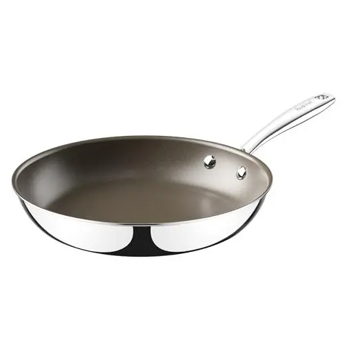 Produktbild: Edelstahlpfanne 24 cm, Keramikbeschichtung Bratpfanne Induktion, Antihaft Pfanne Für Alle Herdarten, PTFE-frei PFOA-frei PFAS-frei, Ofen-Sicher, Spülmaschinengeeignet