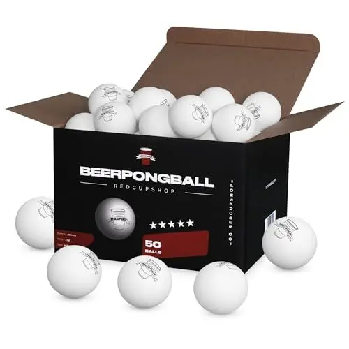 Produktbild: RedCupShop® Beer Pong Bälle (50 Stück) - Hochwertige Beerpong Bälle | Perfekt für das Partyspiel Bier Pong | Tischtennisbälle | Offizielle Wettkampfqualität | Bierpong Zubehör