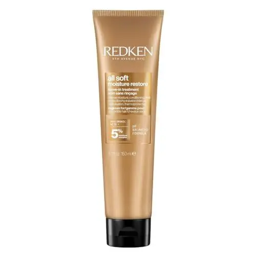Produktbild: Redken Haarmaske mit Hyaluron für trockenes Haar, Anti-Frizz und Hitzeschutz bis 230° C, All Soft Moisture Restore Leave-In Maske, 1 x 150 ml