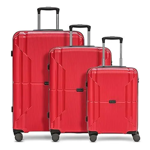 Produktbild: REDOLZ Hartschalen Koffer-Set 3-teilig | aus hochwertigem, leichtem Polypropylen Material | 4 Doppelrollen für Damen & Herren (Essentials 06)