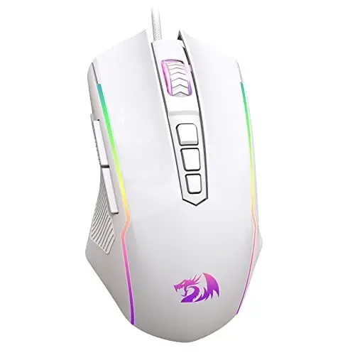 Produktbild: Redragon Gaming Maus, Gaming Mouse mit RGB und Einstellbar 8000 DPI, Maus mit 9 programmierbare Tasten und Feuertaste, RGB Gaming Maus mit ergonomisches Design für MMO/FPS/PC/Windows/Mac, Weiß
