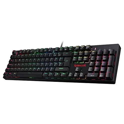 Produktbild: Redragon K582 Mechanische Gaming Tastatur, 105 Tastaten ohne Konflikt, QWERTZ Tastatur mit Blauen Schaltern, RGB Hintergrundbeleuchtung Tastatur, Schwarz