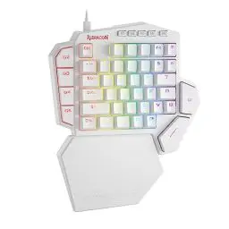 Produktbild: Redragon K585 DITI Einhändige mechanische RGB-Gaming-Tastatur, Typ-C-Profi-Gaming-Tastatur mit 7 integrierten Makrotasten, abnehmbare Handballenauflage, 42 Tasten (weiß, brauner Schalter)