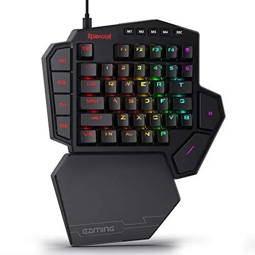 Produktbild: Redragon K585 DITI Einhand RGB Mechanische Gaming-Tastatur, Blaue Schalter, Typ-C Professionelle Gaming-Tastatur mit 7 Integrierten Makrotasten, Abnehmbare Handgelenkstütze, 42 Tasten