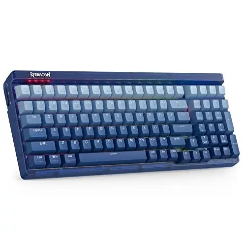 Produktbild: Redragon K656 PRO 3-Mode Kabellose RGB Gaming Tastatur, 100 Tasten Mechanische Tastatur mit transluzentem Board, Hot-Swappable Sockel, schallabsorbierendem Schaumstoff & Custom Tactile Schalter