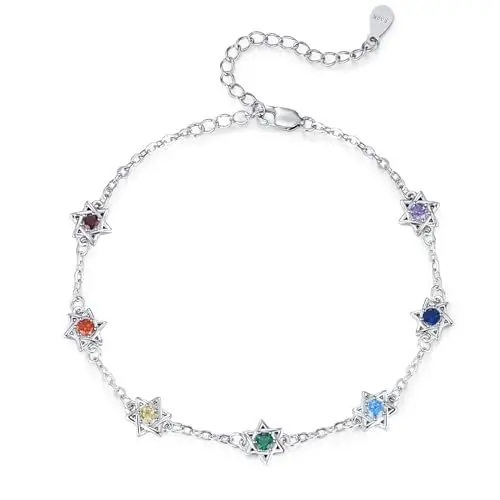 Produktbild: REDSUN Chakra Armband 925 Sterling Silber Keltische Knoten Armband Damen Yoga Schmuck 7 Chakra Armband Verstellbarer Boho Geschenk für Mädchen