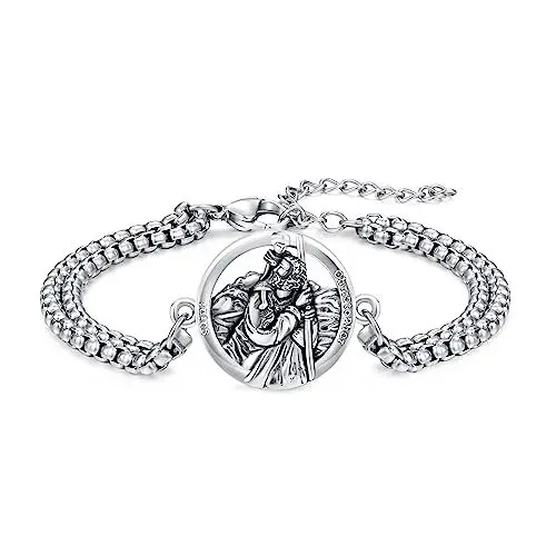 Produktbild: Redsun REDSUN Saint Christopher Armbänder 925 Sterling Silber Religiöser Beschützer Armband Verstellbares Erzengel Saint Christoph Amulett Schutzpatron Armbänder Schutz Schmuck Geschenke