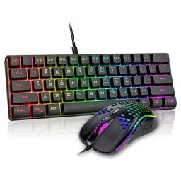 Produktbild: RedThunder 60% RGB Verkabelte Gaming Tastatur und Maus Set, DE-Layout, 7200 DPI Ultra-compacte Mini-Tastatur, Optische Ergonomische Gaming-Maus mit 6 Tasten für PC, MAC, PS5, Xbox Gamer