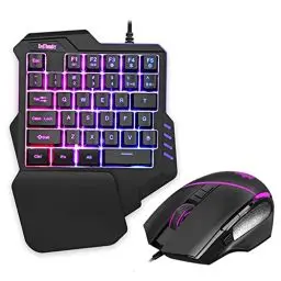 Produktbild: RedThunder Einhand Gaming Tastatur und Maus Set, Combo mit RGB-Hinterleuchtet, Ergonomische Mini Tastatur mit 35 Tasten, Optische Maus mit 6400 DPI für PC PS5 Gamer
