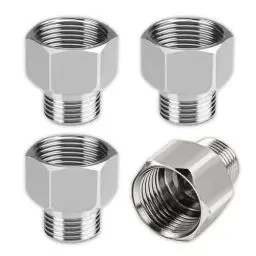 Produktbild: Reduzierstück 1/2 auf 3/8 Zoll, 4 Stück Muffennippel Edelstahl Gewindeadapter Gewindefitting Reduzierung 1/2 auf 3/8 AG/IG Reduzierung Nippelmuffe Muffennippe Reduziert für Rohrverbindungen