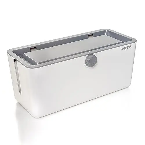 Produktbild: Reer 78020 CableGuard Kabelbox - kindersicheres Kabelmanagement für Kabel und Mehrfachsteckdosen, weiß