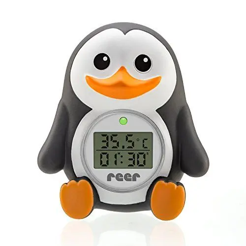 Produktbild: Reer Baby-Thermometer für die Badewanne mit süßem Unterwasserwelt-Motiv, kindersicheres Bade-Thermometer - Pinguin
