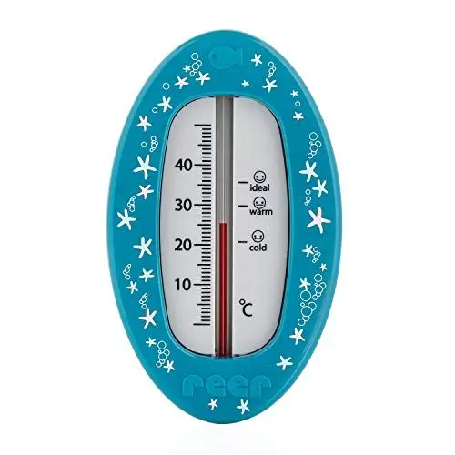 Produktbild: Reer Baby-Thermometer für die Badewanne mit süßem Unterwasserwelt-Motiv, kindersicheres Bade-Thermometer - Blau