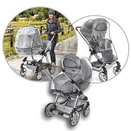 Produktbild: reer RainCover Classic Regenschutz | Universell einsetzbar für Kombi‑Kinderwagen mit Hartschale, Softtragetaschen & Sportwagen | extragroßes Sichtfenster zur Einsicht | PVC‑freies Material