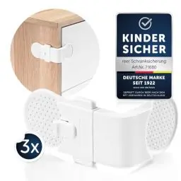 Produktbild: Reer Schrank-Sicherung und Schubladen-Sicherung Extern 3 Stück Vorteilspack, vom Schwäbischen Kindersicherheitsexperten, weiß