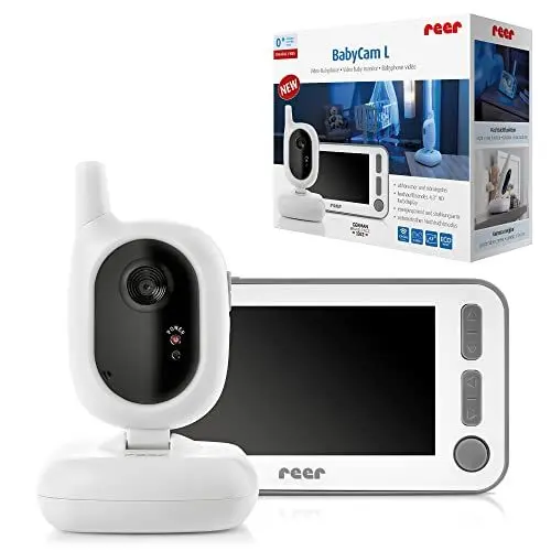 Produktbild: reer 80430 BabyCam Video Babyphone L, 300m Reichweite, 50 Grad Weitwinkel-Kamera, 4,3