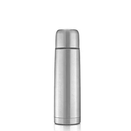 Produktbild: reer Edelstahl Isolier-Flasche PURE, 450 ml – klein, handlich, ideal fürs Baby, mit integriertem Becher, silber (1er Pack)