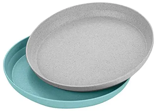 Produktbild: reer Growing Kinderteller 2 Stück, blau und grau, nachhaltiges Geschirr für Kinder, Kinderbesteck Set 2-teilig, blau und grau, nachhaltiger Rohstoff, melaminfrei, mehrfarbig
