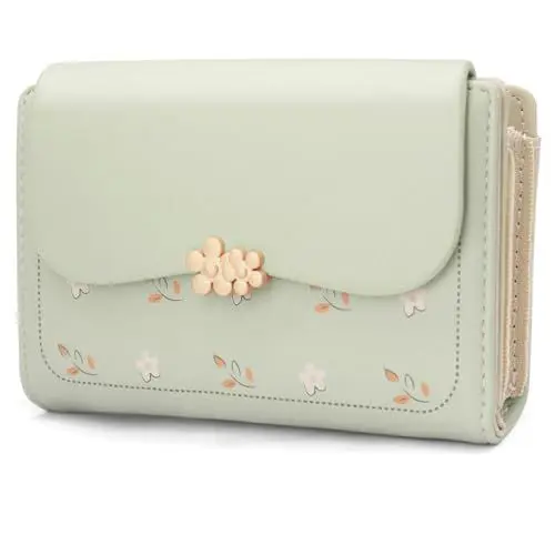 Produktbild: REETEE Geldbörse Klein Damen PU Leder Geldbeutel Damen Klein und im Kurzformat Portemonnaie Viele Fächer, Portmonee mit 10 Kartenfächer und Zipper Münzfach Brieftasche (grün)