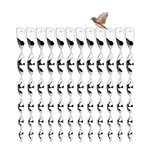 Produktbild: Reflektierende Vogelabwehrstäbe,12 Stück 30cm Windspirale Vogelabwehr Reflektorband Doppelseitige Reflexion Vogelband Windspiel Vogelvertreiber für Garten,Terrasse,Balkon,Verscheuchen Vögel